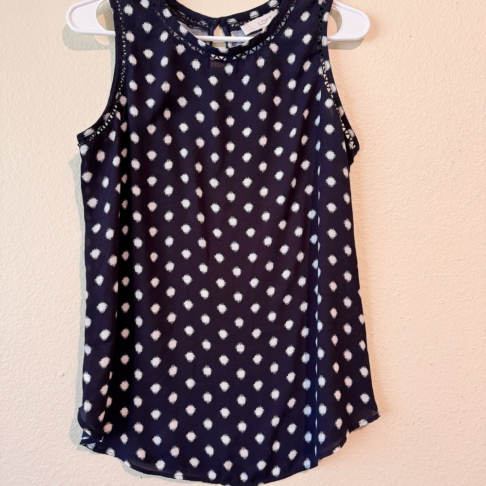 LOFT Navy Blue Sleeveless Blouse Size Small